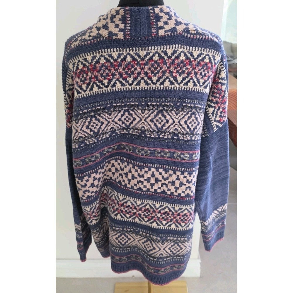 Chaps Women's Open Cardigan Blue Southwest‎ Western Boho Geometric Print SZ XL - Picture 5 of 11